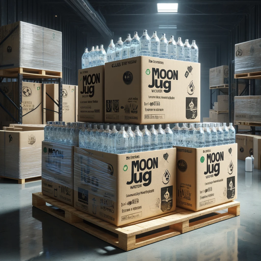 PALLET of MoonJug 16 oz 12-pk cases - 1,296 bottles per pallet, APPROVED VENDORS/WHOLESALE DISTRIBUTORS ONLY